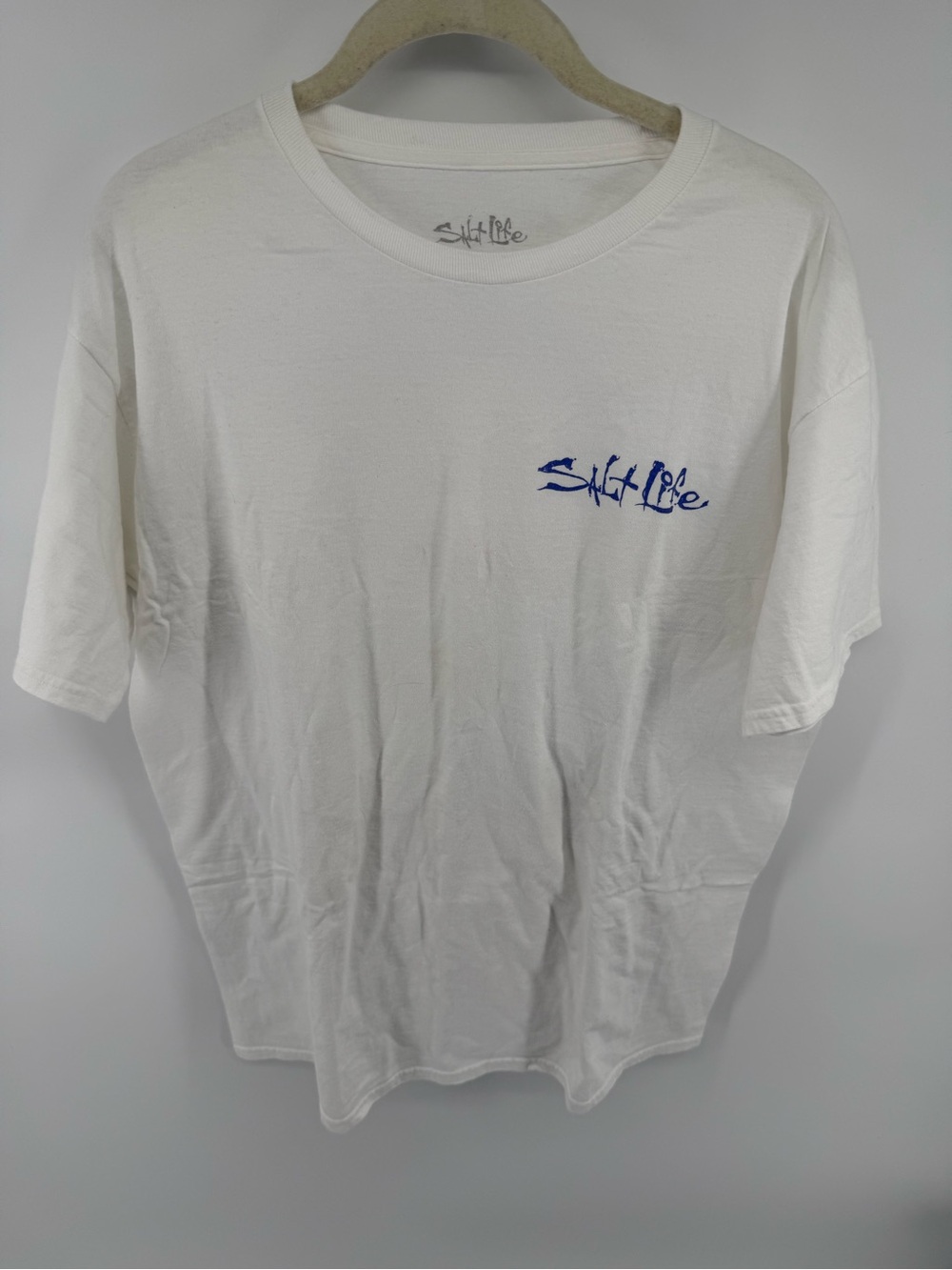 Salt Life White Short Sleeve Tee with Blue Logo